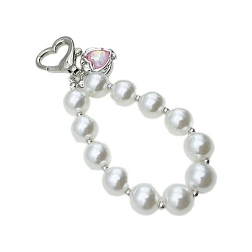 Fashion Pearls Hoop Heart Charm Pendant Chain Hangings Decoration for Key Bag - Zdjęcie 4 z 10