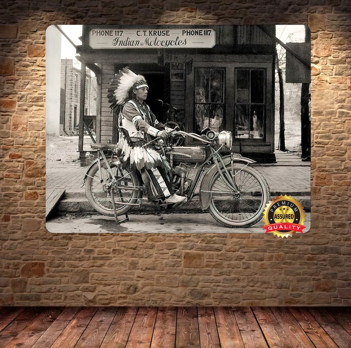 1920'S Indian Motorcycle Vintage Native American - Metal