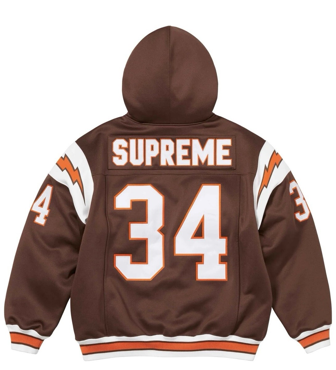 SUPREME FOOTBALL ZIP UP HOODED SWEATSHIRT BROWN SIZE S (SS24 SUPREME FOOTBALL ZIP UP HOODED SWEATSHIRT BROWN SIZE S (SS24