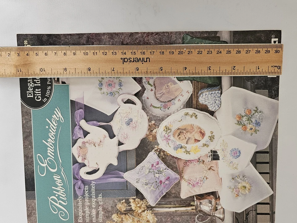 Bucilla Vintage Ribbon Embroidery Craft Stitch 18 Pattern Booklet 8.5x11 1994 - Image 4 of 4