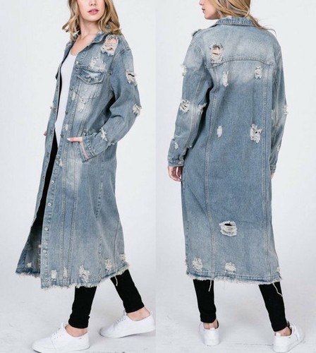 Maxi Jean Jacket Coat | eBay