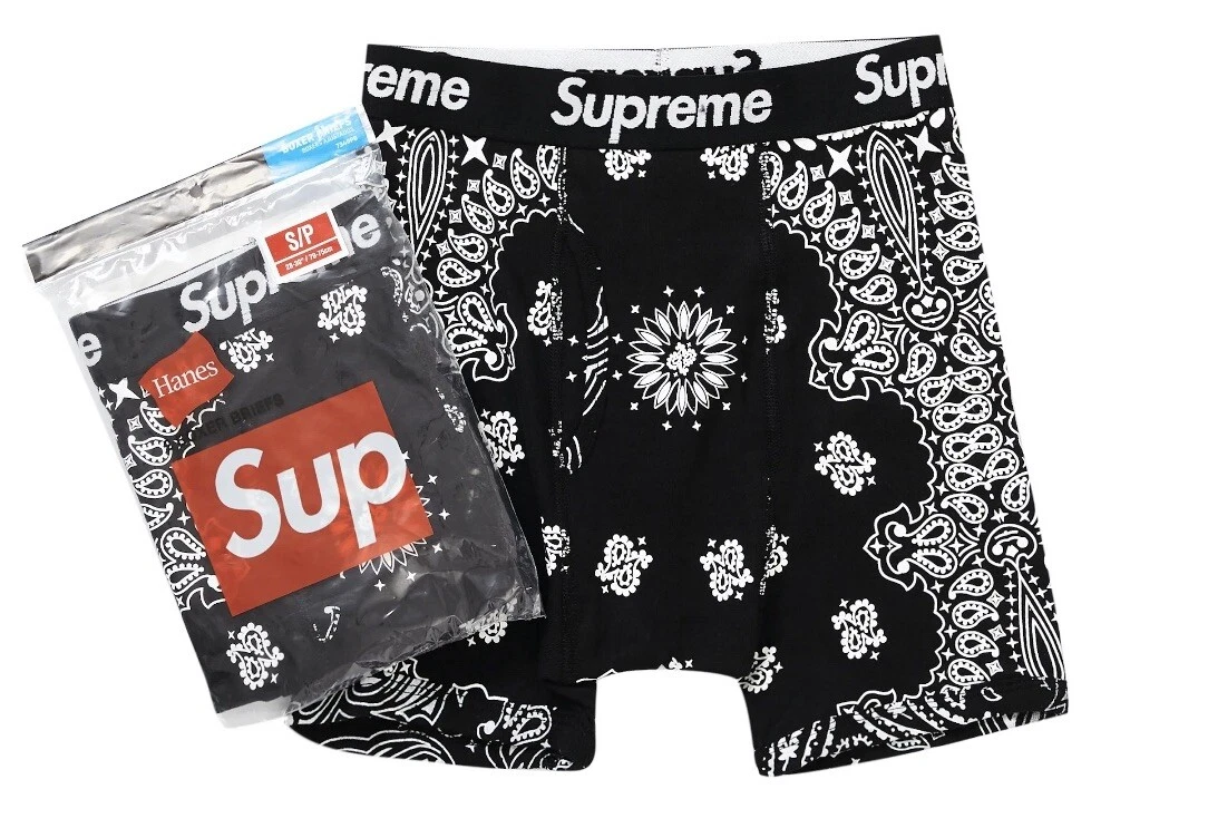 Supreme Hanes Bandana Boxer Briefs Black Size M Medium Men’s 2 Pack Brand New