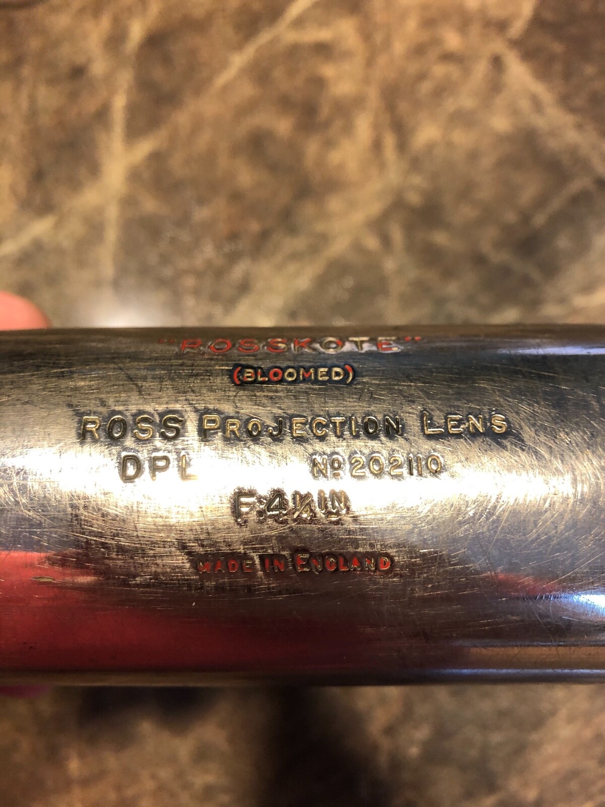 VINTAGE ROSS PROJECTION LENS "ROSSKOTE" BLOOMED D.P.L NO. 202110 F=41/4