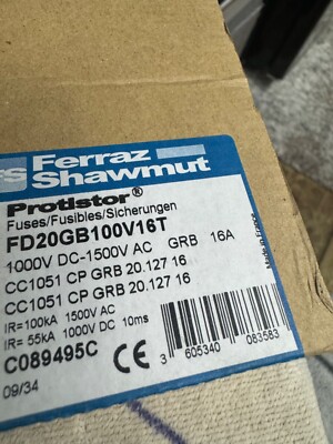 1PCS FERRAZ SHAWMUT FD20GB100V16T FUSE 1000VDC 16A NEW