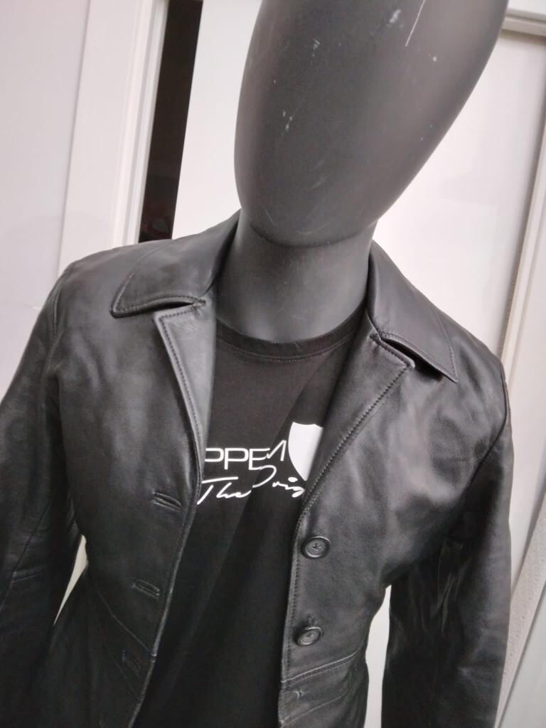 Enjoy Genuine Leather Jacket Used Women Black Size 42