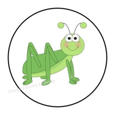 30 CUTE GRASSHOPPER ENVELOPE SEALS LABELS STICKERS PARTY FAVORS 1.5" ROUND