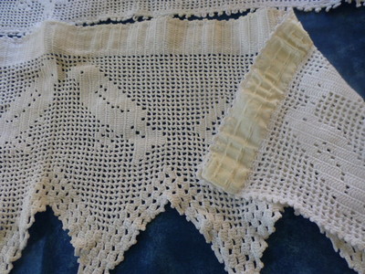 Lot De Crochet Et Frises Rideaux Oiseaux - Travail Main Artisanal Français - Blanc