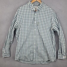 L.L. Bean Shirt Men's Large Green Plaid 100 Cotton Traditional Fit Button-Down