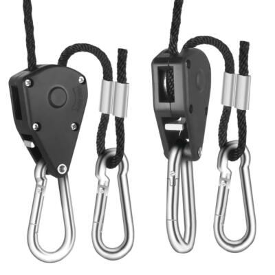 Lampenaufhängung / Light Hanger Rope Ratchet 68kg Tragkraft +2 Zusatzhaken Grow