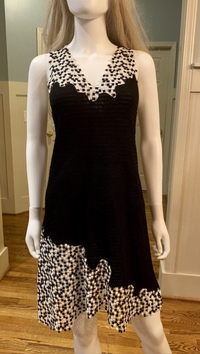 4K New Chanel 2011 Cameron Black Midi White Crochet Dress 36 38 40 4 6 8 Top M S - Picture 2 of 23
