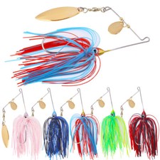 5PCS Spinnerbait Spoon Fishing Lure Buzzbait 11.5cm/11g Blade Skirted Bait Bass