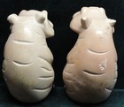 Vintage Pair Hand Carved Soapstone Seated Ledge Hanger Hippo Figurines Kenya — photo 3