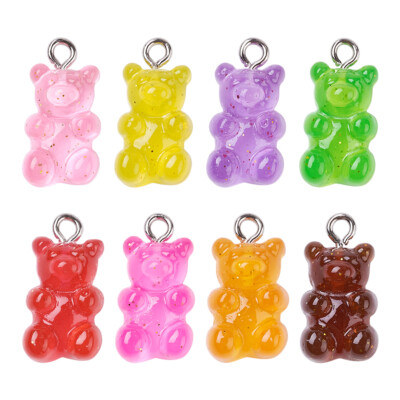 32 STCK. Transluzente Harz Bär Anhänger gemischte Farben 20x11x7 mm zum Selbermachen Halskette
