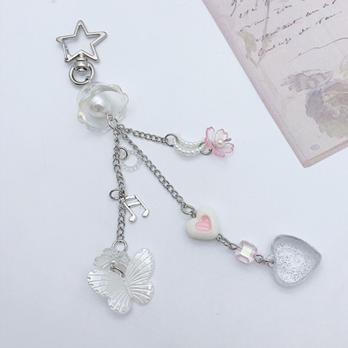 Heart Butterfly Tassels Pendant Chain Phone Straps Pocket Keychain Strap - Zdjęcie 4 z 8