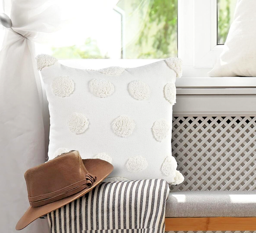 Throw Case Cotton Tufted dots Cushion Cover Pillow For Sofa, Living Room Or Bed - Picture 8 of 8