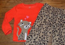 Carter's 2 Piece Velour Pajama Set Micro Fleece Cat Cheetah Leopard 4T