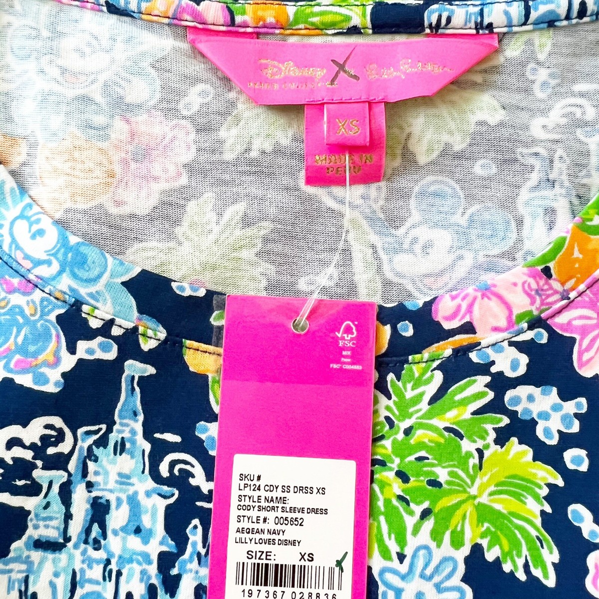 NWT Lilly Pulitzer Disney Cody Navy Blue Floral T-shirt