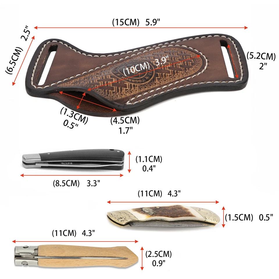 Tourbon Leather Pocket Knife Sheath for Belt EDC Holster Folding Knife Carrier - Image 2 of 4