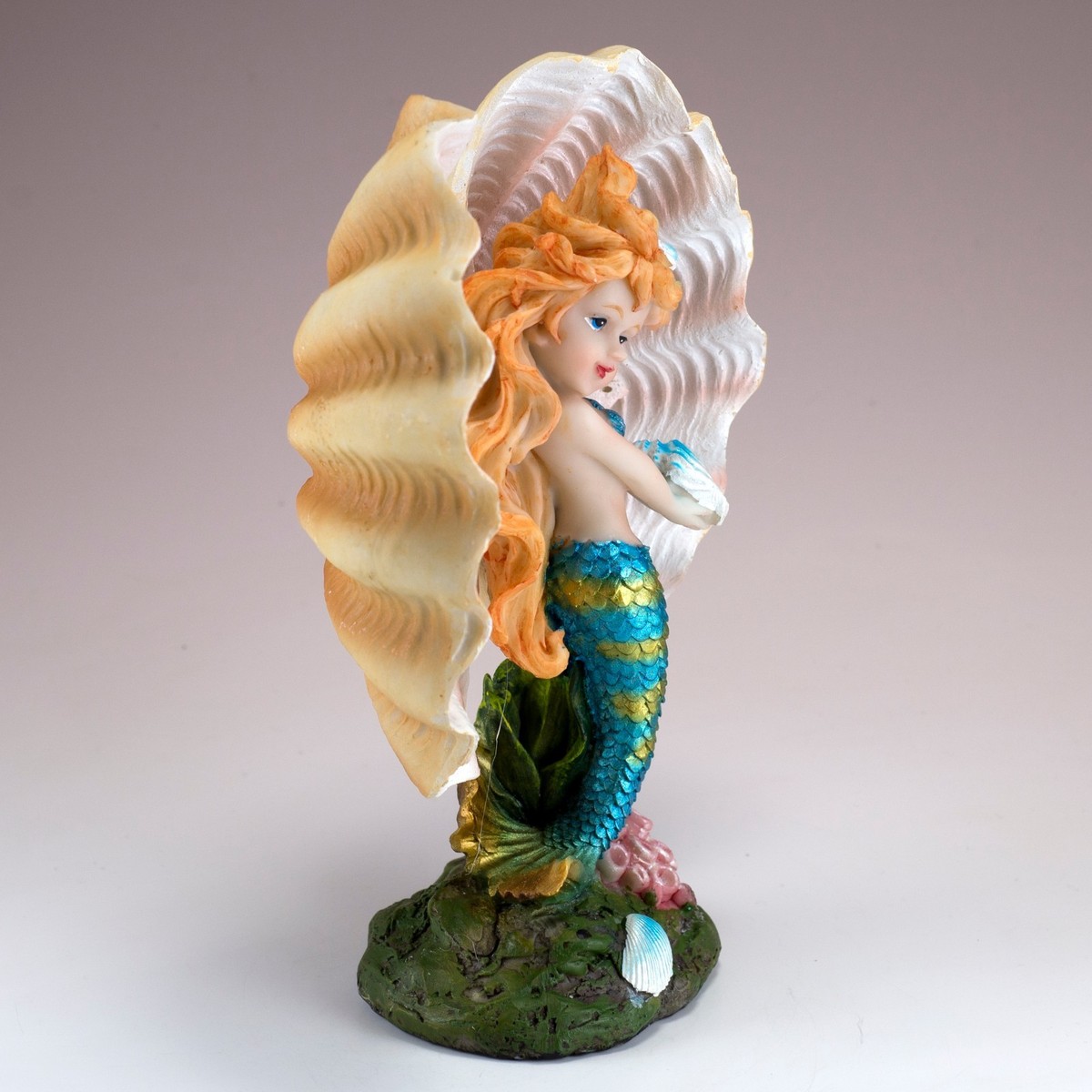 Mermaid blue big shell完売しました Nautical Aqua Capiz Blue Tailed Mermaid Holding Pearl In Clam
