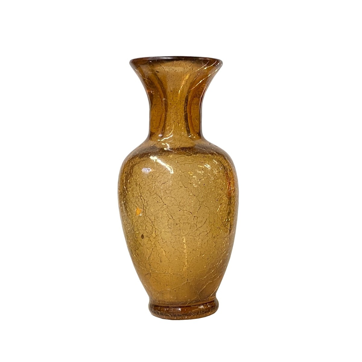 Light Smoky Quartz Crackle Pattern Peking Glass Accent Vase ws2577S Light Smoky Quartz Crackle Pattern Peking Glass Accent Vase ws2577S