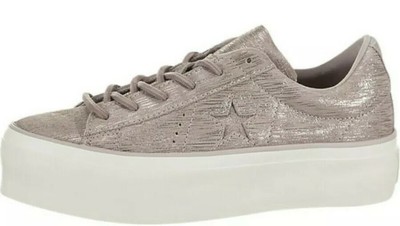 one star platform metallic suede low top