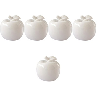  5 Pieces Decorative Fruit Figurine Christmas Apple Ceramic Ornament