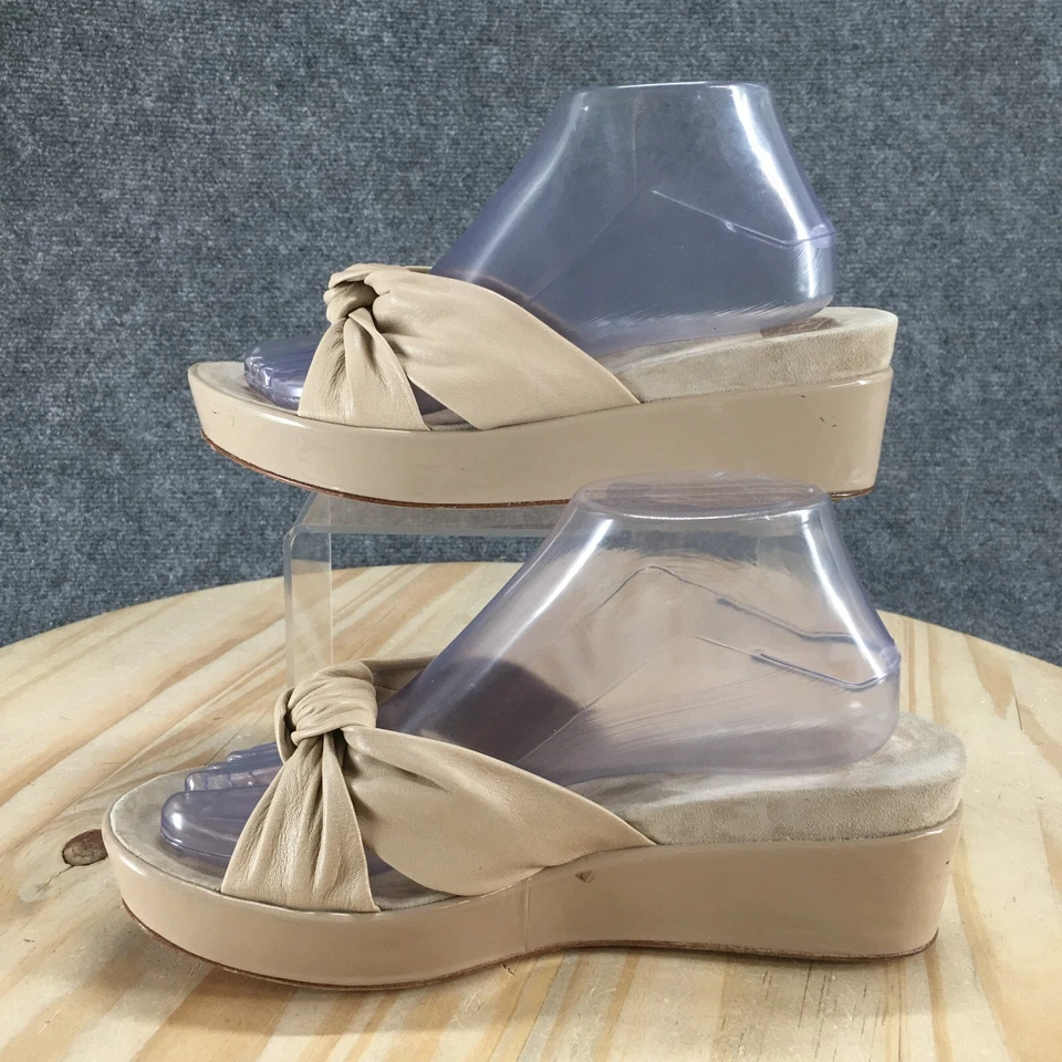 Kenneth Cole Sandals Womens 8.5 M Sacred Slide Beige Leather Casual Wedge Heels - Image 2 of 4