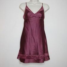 NWT Victoria's Secret Women's Lace Trim V Neck Slip Dress Wine S B25