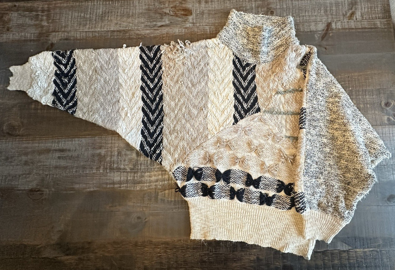 Vintage Patchwork Textured Sweater - image 5