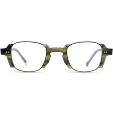 Geometric Glasses Full Rim Acetate Metal Mixed Stylish Eyeglass Frame Gray Grau