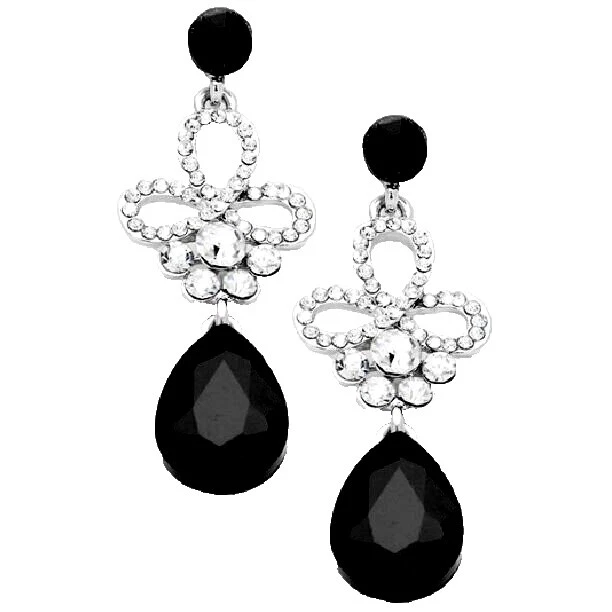 Araña de Cristal Negro Pendientes de Moda