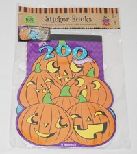 New Set of 3 Halloween Theme Colorful Sticker Books Includes 600 Stickers
