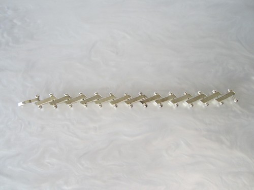 VINTAGE MID-CENTURY MODERN BRUTALIST SOLID STERLING SILVER BARBELL BRACELET - Picture 12 of 20