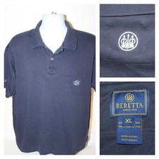 Beretta Mens XL fits Short Short Sleeve Polo Shirt Pima Cotton Navy Blue