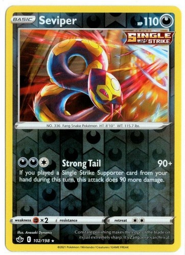 Pokemon - Seviper 102/198 - Reverse Holo Rare - Chilling Reign - NM/M