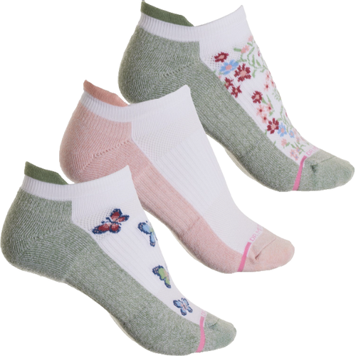 DR MOTION Womens (3 PR) Wildflower Everyday Compression Ankle SOCKS NWT
