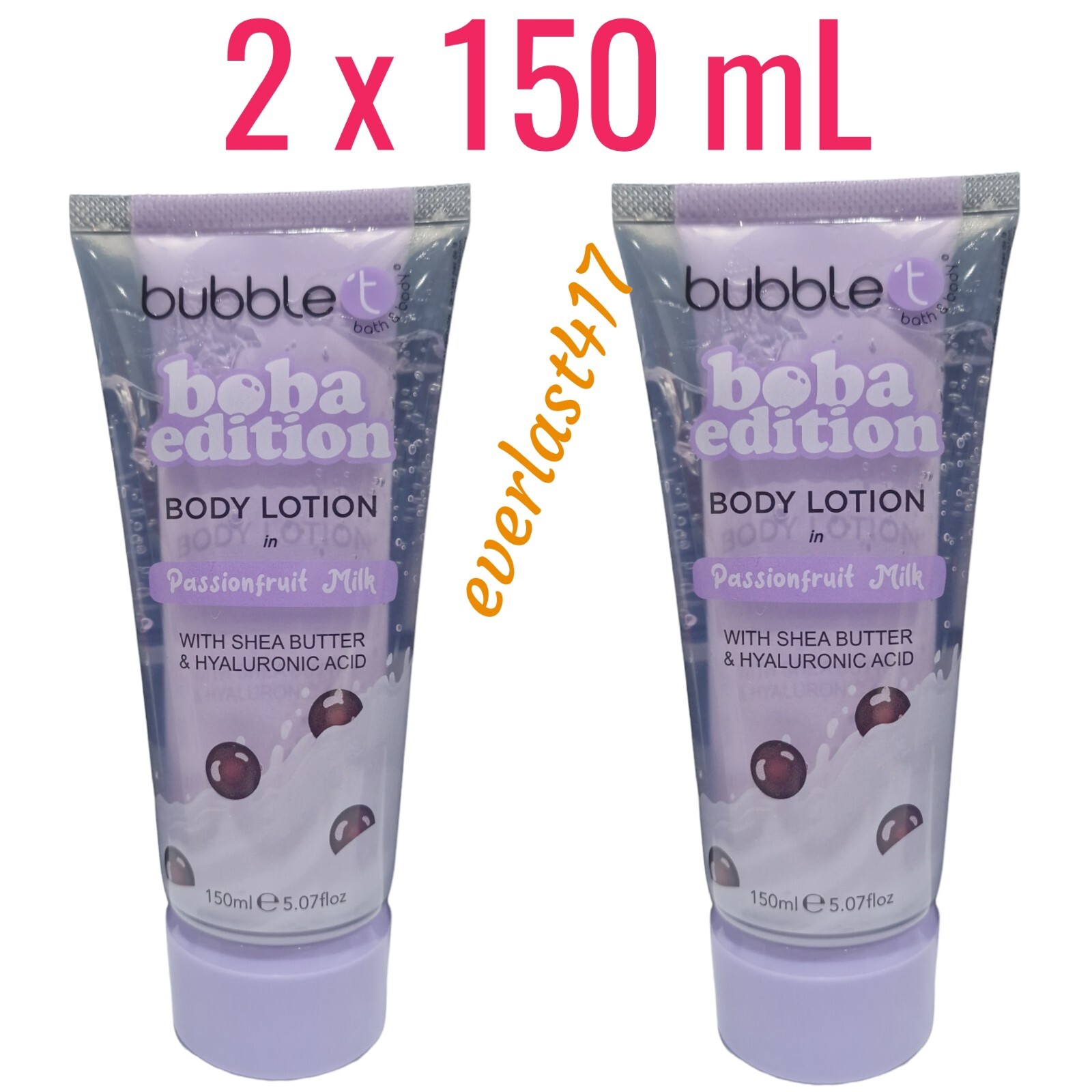 Bubble Boba Body Lotion Passion Fruit Milk with Shea & Hyaluronic Acid, 2X