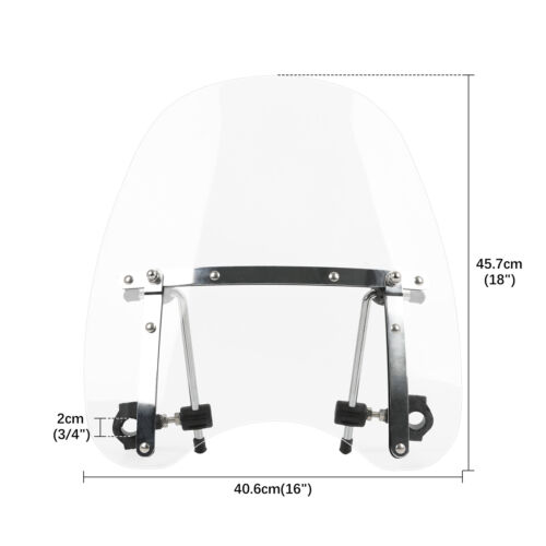 18"x16" Clear Motorcycle Windshield 7/8 & 1" Handlebar For Honda VTX1300 VTX1800 - Picture 2 of 13