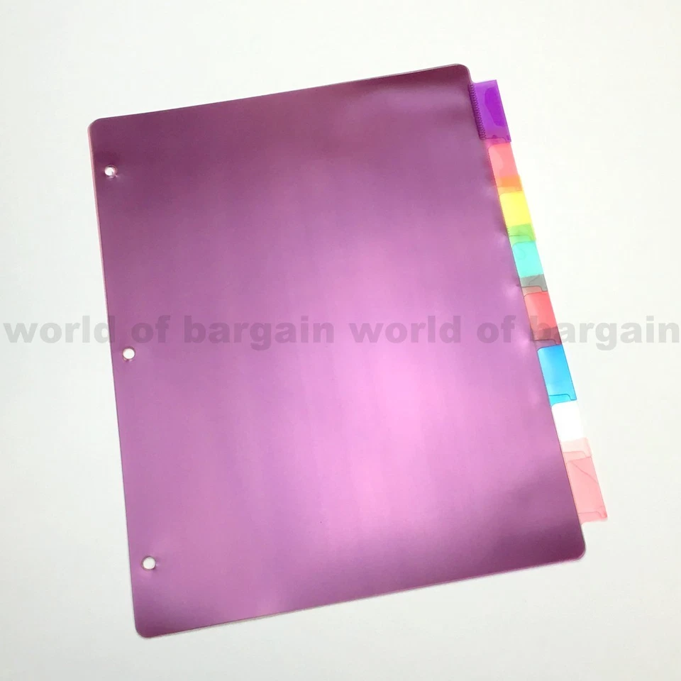 8 Tab Colored Dividers 3 Ring Binder See Thru Plastic Film File Folder Inserts - Image 4 of 4