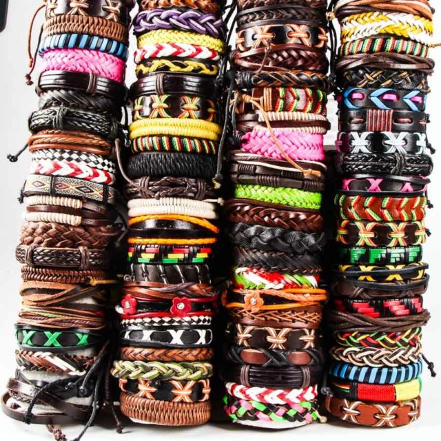 wholesale 60pcs retro men women hand made surfer Genuine Leather cuff bracelets