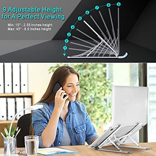 Support Ordinateur Portable Support PC Portable 9 Niveaux Réglables Ventilé - Afbeelding 2 van 7