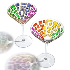 The Wine Savant Renaissance Holiday Stained Glass Windows, Artisanal Hand Pai...