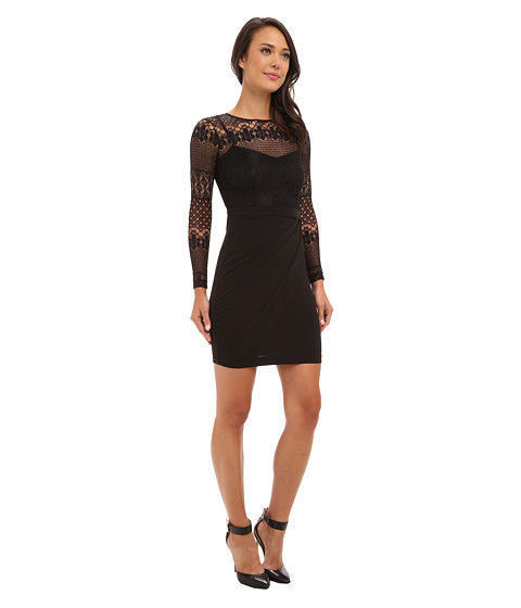 french connection lace panel dress New French Connection Lace Bodice Sheath Dress Size 6 Black