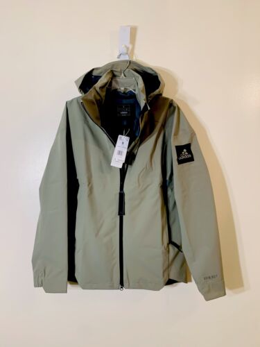 Adidas MYSHELTER RAIN.RDY gefaltete Kapuzenjacke silber Kiesel IP5571 neu mit Etikett Gr. S $ 210