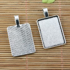 6pcs tibetan silver color rectangle shaped cabochon settings EF2491