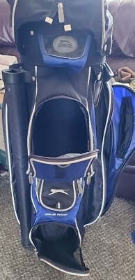 Slazenger Blue & Black Golf Bag 14 Way Divider Cart Carry Rain