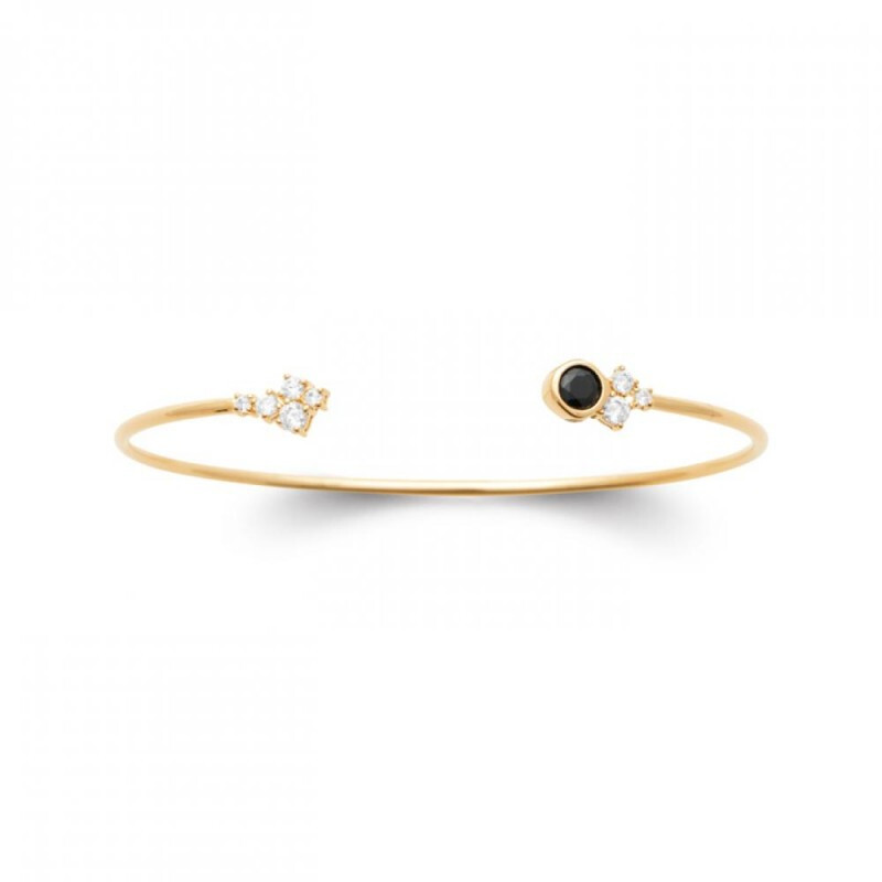 Bracelet jonc ouvert en plaqué or 18 carats et oxydes de zirconium éclatants