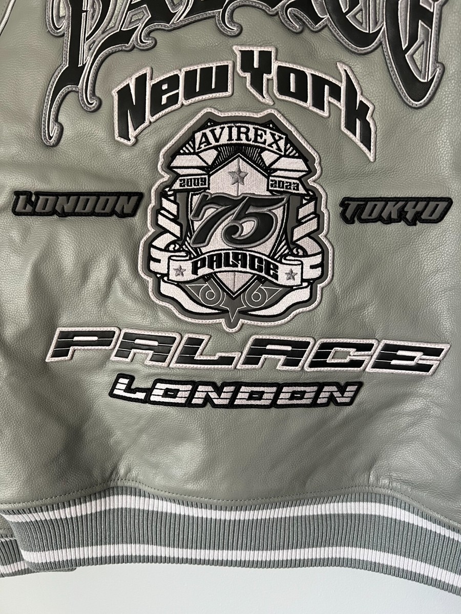 Palace x Avirex Leather Jacket - Size Large - Grey - NEW Palace x Avirex Leather Jacket - Size Large - Grey - NEW