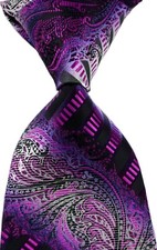 New Classic Paisley Dark Purple Rose JACQUARD WOVEN 100 Silk Men's Tie Necktie