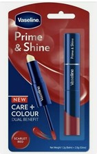Image of 💋NEW Vaseline - Prime and Shine Care Scarlet Red 2-in-1 Lip Balm 1.2g Gloss 2g